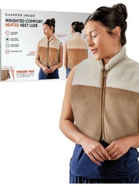 Sharper Image Women's Heated Vest Luxe - Tan and Cream